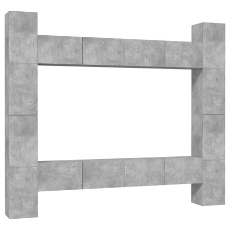 vidaXL Ensemble de meubles TV 8 Pièces Gris béton Aggloméré