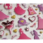Autocollants réutilisables - Relief 3D - Silhouettes princesses - Dorures et paillettes