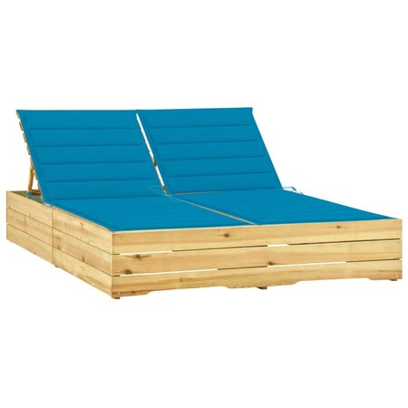 vidaXL Chaise longue double et coussins bleu Pin imprégné