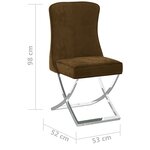vidaXL Chaises à manger lot de 2 marron 53x52x98 cm velours et inox