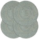 vidaXL Napperons 4 Pièces Vert olive Plain 38 cm Rond Jute