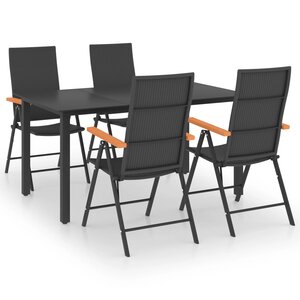 vidaXL Ensemble de salle à manger de jardin 5 Pièces Noir et marron