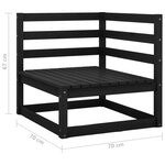 vidaXL Canapé d'angle de jardin Noir Bois de pin massif