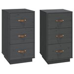 vidaXL Tables de chevet 2 Pièces Gris 40x40x75 cm Bois de pin massif