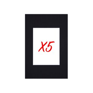 Lot de 5 passe-partouts standard noir pour cadre et encadrement photo - Nielsen - Cadre 18 x 24 cm - Ouverture 9 x 14 cm