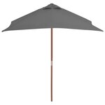vidaXL Parasol avec mât en bois 150 x 200 cm Anthracite