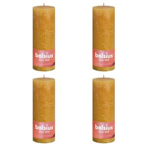 Bolsius Bougies pilier rustiques 4 Pièces 190x68 mm Jaune nid d'abeilles