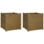 vidaXL Jardinières 2 Pièces Marron miel 60x60x60 cm Bois de pin massif