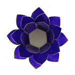 Porte bougie fleur de lotus bleu foncé et argent 6 ème chakra