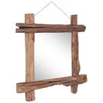 vidaXL Miroir à bûches Naturel 70x70 cm Bois de récupération massif