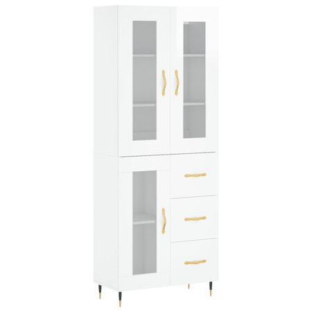 vidaXL Buffet haut Blanc brillant 69 5x34x180 cm Bois d'ingénierie