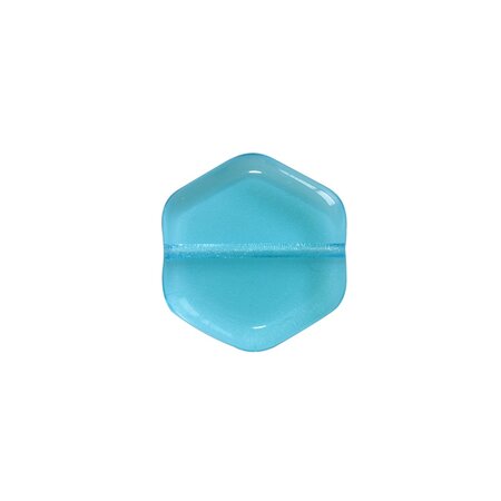 Diy - 10 perles vintage en verre hexagone 16 x 15mm  - aquamarine