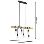 Eglo lampe suspendue townshend 6x25 w noir et marron 95499
