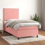 vidaXL Lit à sommier tapissier avec matelas Rose 90x200 cm Velours