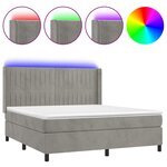 vidaXL Sommier tapissier matelas et LED Gris clair 160x200 cm Velours