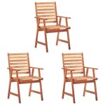 vidaXL Chaises de salle à manger d'extérieur 3 Pièces Acacia massif