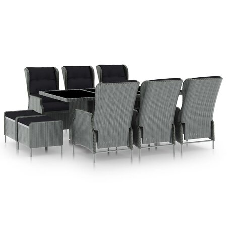 vidaXL Mobilier à dîner 9 Pièces avec coussins Résine tressée Gris clair