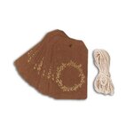 20 étiquettes kraft 4 5 x 8 cm Couronne de fleurs dorée & ficelle