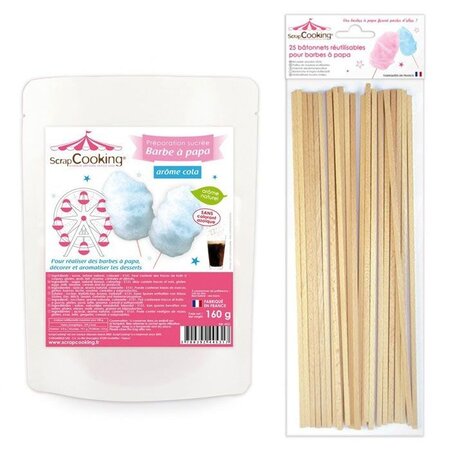 Préparation barbe à papa bleue 160 g + 25 bâtonnets