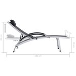 vidaXL Chaise longue Aluminium Textilène Noir