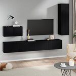 vidaXL Ensemble de meubles TV 4 Pièces Noir Bois d'ingénierie