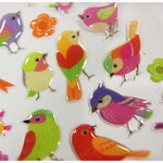 Autocollants - Oiseaux romantiques - multicolore à paillettes - Époxy