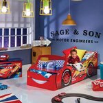 Disney Cars Lit pour garçons Flash McQueen avec rangement et pare-brise lumineux pour matelas 140cm x 70cm