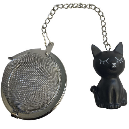 Boule à thé breloque chat noir