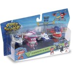 Super wings pack de 4 figurines transform-a-bot - 5 cm - transformables - jet police/paul/kim/dizzy rescue