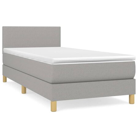 vidaXL Lit à sommier tapissier avec matelas Gris clair 80x200 cm Tissu