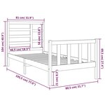 vidaXL Cadre de lit Noir Bois massif 75x190 cm Petit simple