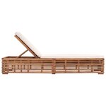 vidaXL Chaise longue avec coussin crème Bois de teck solide