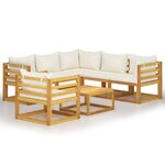 vidaXL Salon de jardin 7 Pièces avec coussin Crème Bois d'acacia solide
