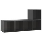 vidaXL Ensemble de meuble TV 2 Pièces Gris brillant Aggloméré