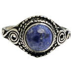 Bague ajustable en laiton et lapis lazuli