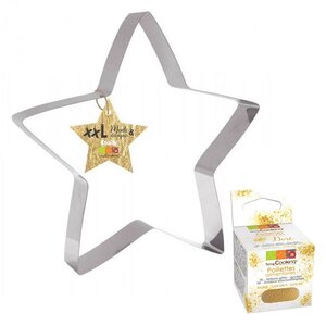 Découpoir à pâtisserie inox XXL Etoile + paillettes dorées