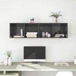 vidaXL Meuble TV mural Gris brillant 37x37x142 5 cm Aggloméré