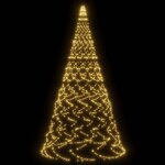 vidaXL Sapin de Noël sur mât de drapeau 1400 LED Blanc chaud 500 cm