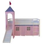 Lit mi-hauteur rose pale avec tour