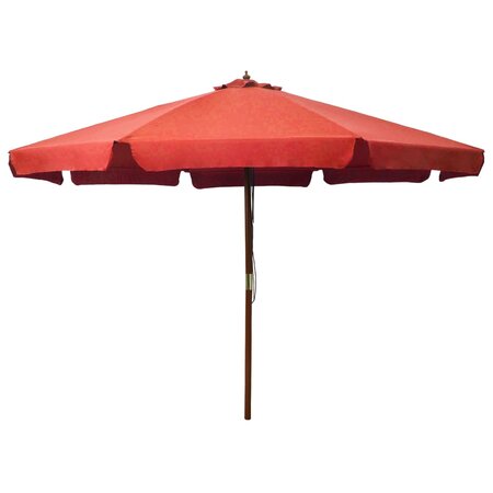 vidaXL Parasol avec mât en bois 330 cm Terre cuite