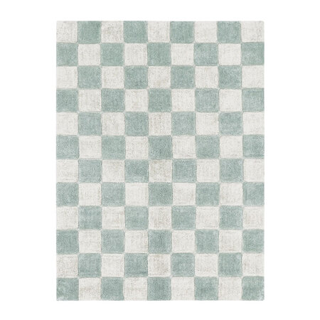 Tapis damier vert sauge et beige 120 x 160 cm