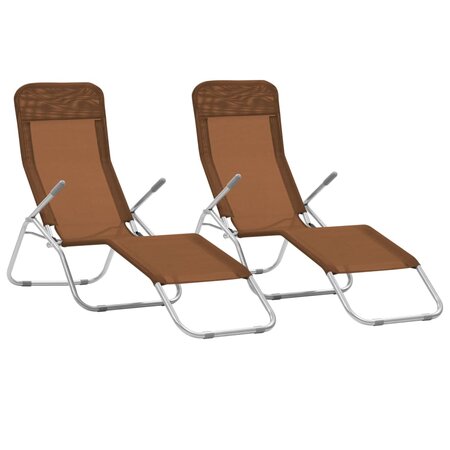 vidaXL Chaises longues pliables 2 Pièces Textilène Taupe
