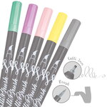 5 stylos-pinceaux 1 pointe de calligraphie et pointe pinceau - couleurs pastel