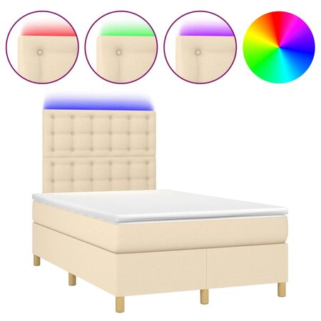 vidaXL Sommier tapissier avec matelas et LED Crème 120x200 cm Tissu