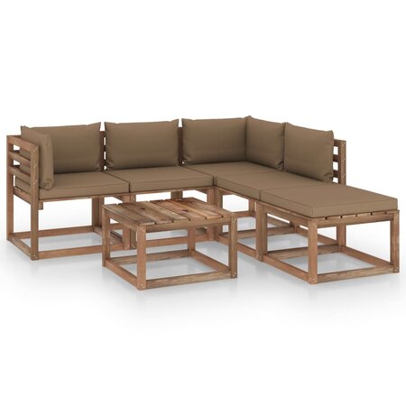 vidaXL Salon palette de jardin 6 Pièces et coussins Bois de pin imprégné