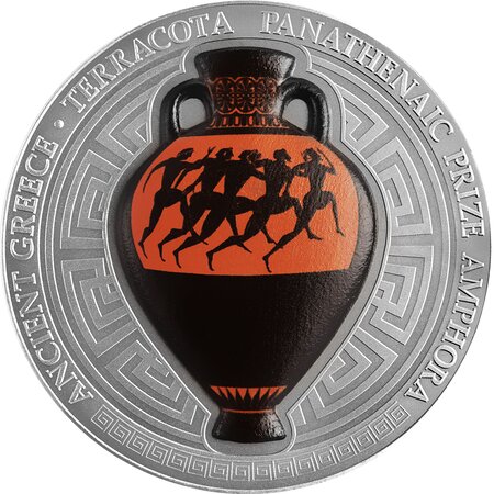 PANATHENAIC PRIZE AMPHORA 2 onces argent monnaie 10 Cedis Ghana 2022
