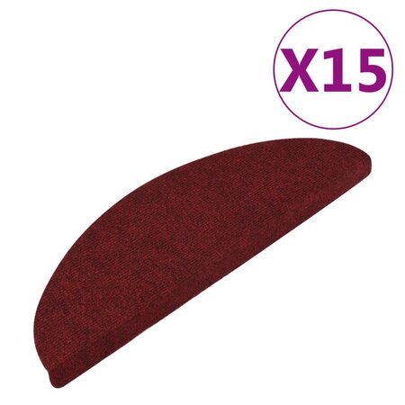 vidaXL Tapis d'escalier autocollants 15 Pièces 56x17x3 cm Rouge