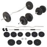 vidaXL Ensemble d'haltères et barres d'haltères 30 kg