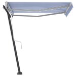 vidaXL Auvent manuel rétractable sur pied 300x250 cm Bleu/Blanc