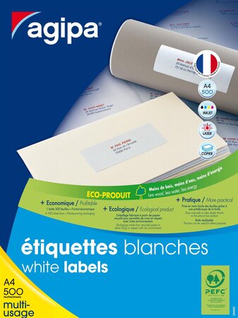 Etiquettes blanches 21x14 8 cm 500 feuilles A4 1000 pièces